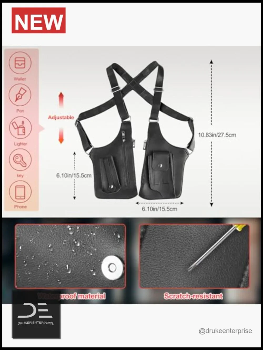Anti-Theft Adjustable Strap Body Sling Bag for Men